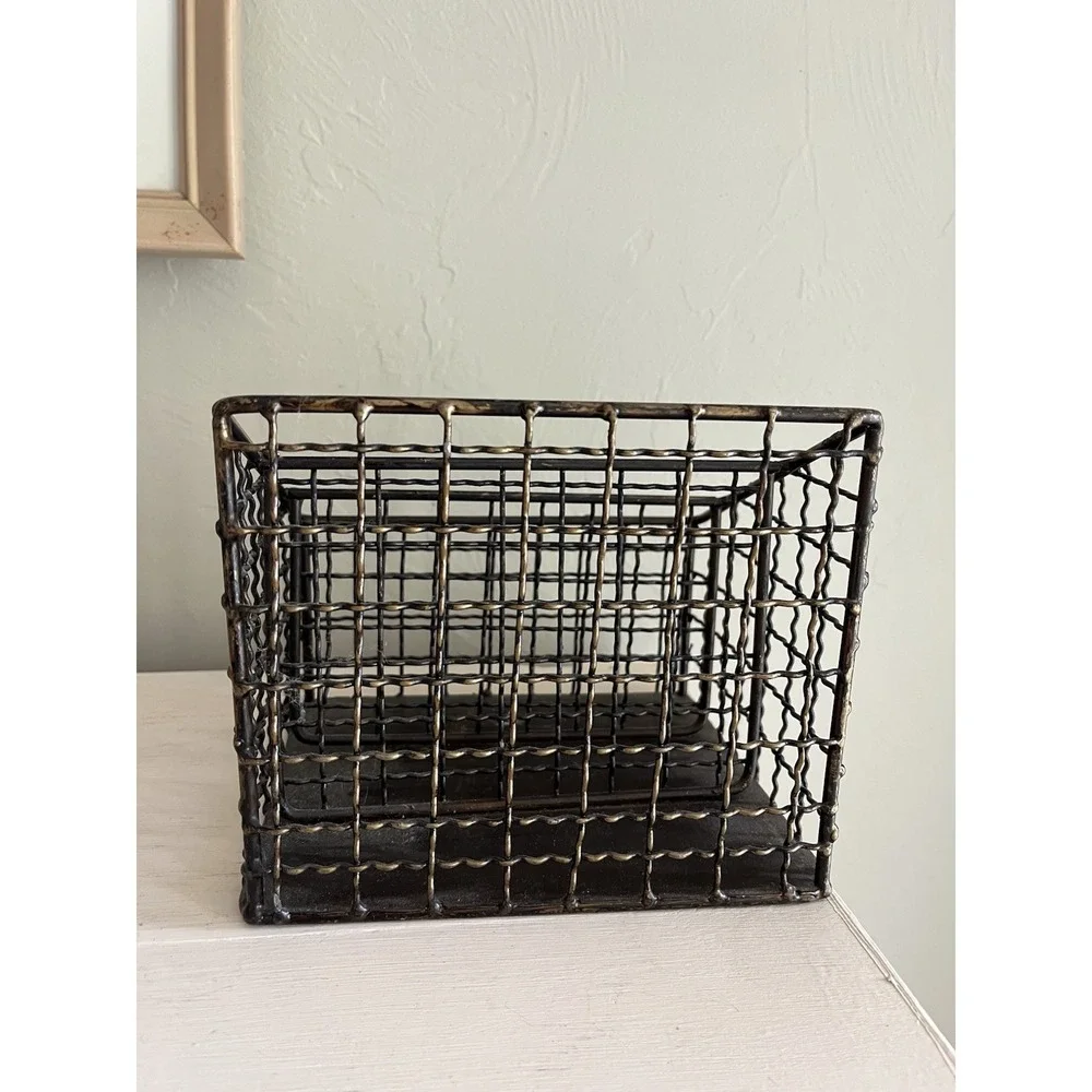 Antique Vintage Wire Desk Organizer Mail Letters Industrial Academia Study Decor